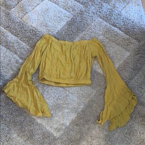 Women’s off the shoulder mustard crop top